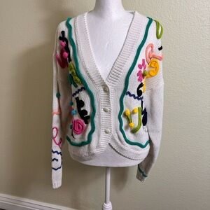 One Step Up Vintage Women's Sweater‎ Cardigan Colorful Size L Button